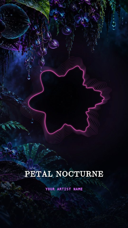 Petal Nocturne visualizer with violet audio-reactive contours